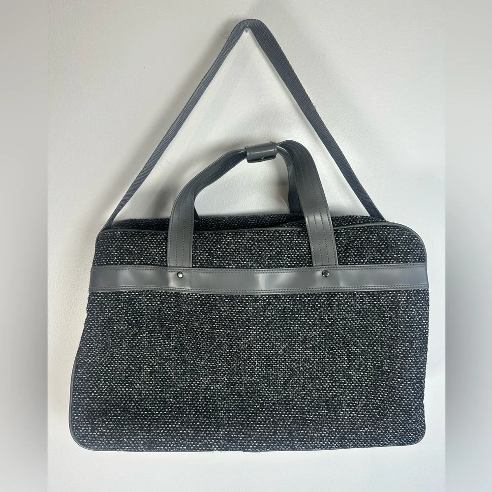 Classic Oscar de la Renta Black and Gray Men's Tweed Travel Bag 2 straps